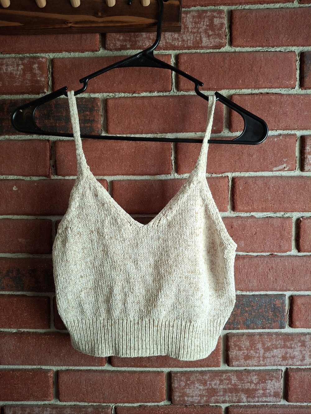 American Eagle Outfitters Beige Knit V-Neck Cropped Cami